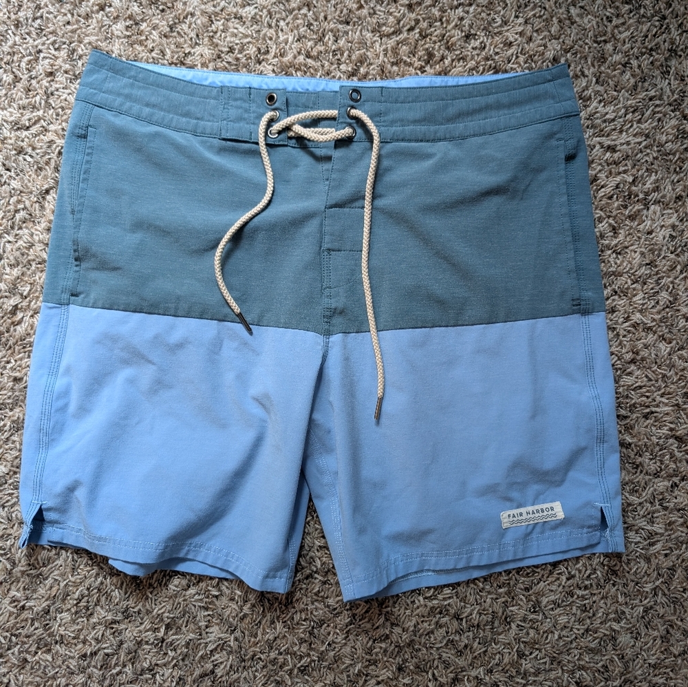 Fair Harbor The Nautilus Boardshort Board Shorts - Blue Green - Size 33